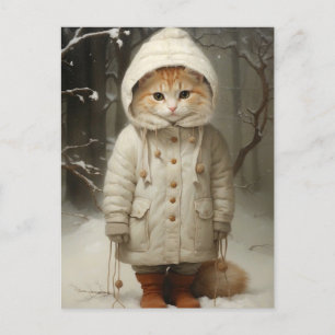 Schattige en Funny Ginger Cat in Snow Briefkaart