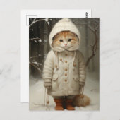 Schattige en Funny Ginger Cat in Snow Briefkaart (Voorkant / Achterkant)