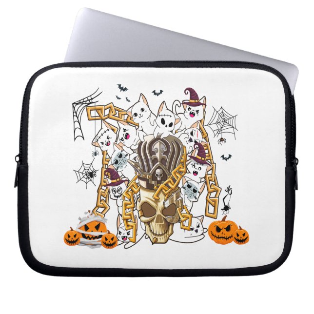 Schattige en Funny Spooky Evil Cats Laptop Sleeve (Voorkant)