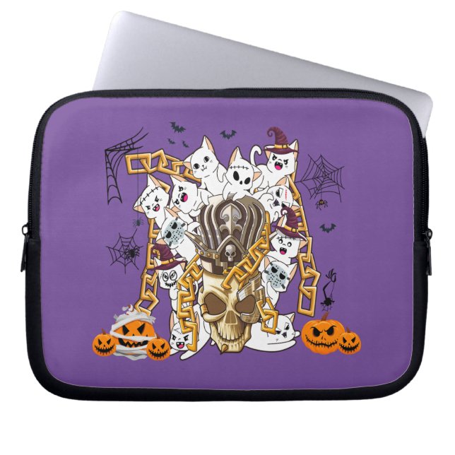 Schattige en Funny Spooky Evil Cats Laptop Sleeve (Voorkant)