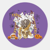 Schattige en Funny Spooky Evil Cats Ronde Sticker (Voorkant)
