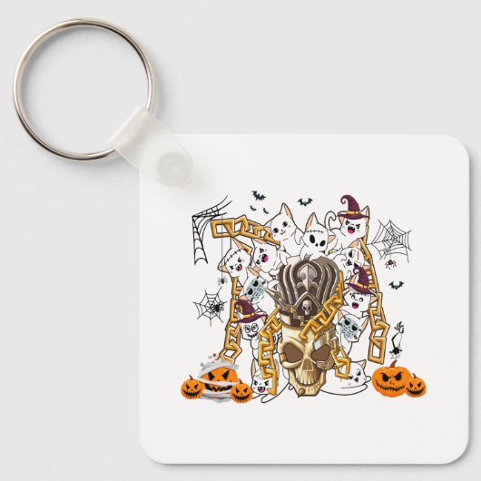 Schattige en Funny Spooky Evil Cats Sleutelhanger (Voorkant)