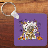 Schattige en Funny Spooky Evil Cats Sleutelhanger (Voorkant)