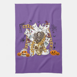 Schattige en Funny Spooky Evil Cats Theedoek