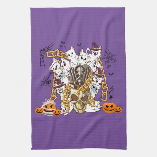 Schattige en Funny Spooky Evil Cats Theedoek (Verticaal)