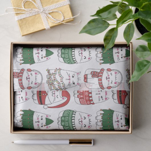 Schattige en Funny X-mas Cat Tissuepapier (Geschenk)