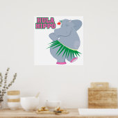schattige en gekke luau huls hippo poster (Keuken)