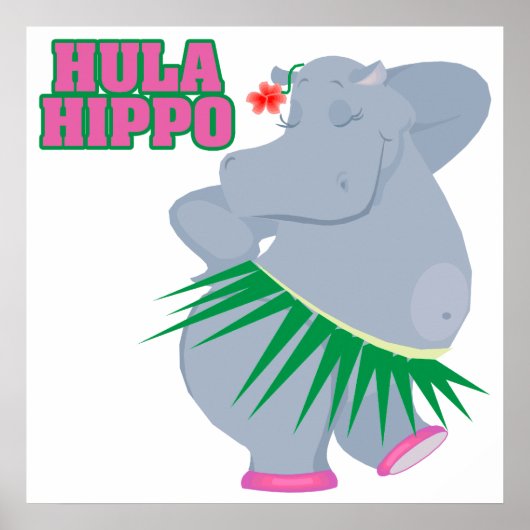 schattige en gekke luau huls hippo poster (Voorkant)
