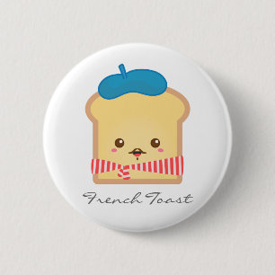 Schattige en gelukkige Franse toast Punt Knop Ronde Button 5,7 Cm