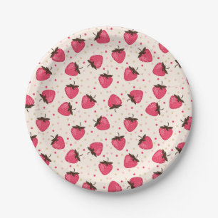 Schattige en Girly Pink Aardbeien Pattern Papieren Bordje
