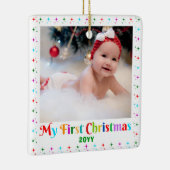 Schattige en Grappig Baby's Eerste Kerstmis Foto A Keramisch Ornament (Rechts)