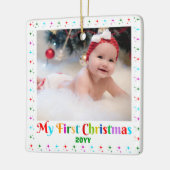 Schattige en Grappig Baby's Eerste Kerstmis Foto A Keramisch Ornament (Links)