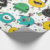 Schattige en grappig cartoon monster patroon cadeaupapier (Hoek)
