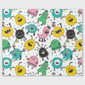 Schattige en grappig cartoon monster patroon cadeaupapier (Vlak)