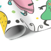 Schattige en grappig cartoon monster patroon cadeaupapier (Rol Hoek)