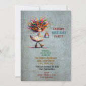 Schattige en grappig grillig meisje kaart (Voorkant)