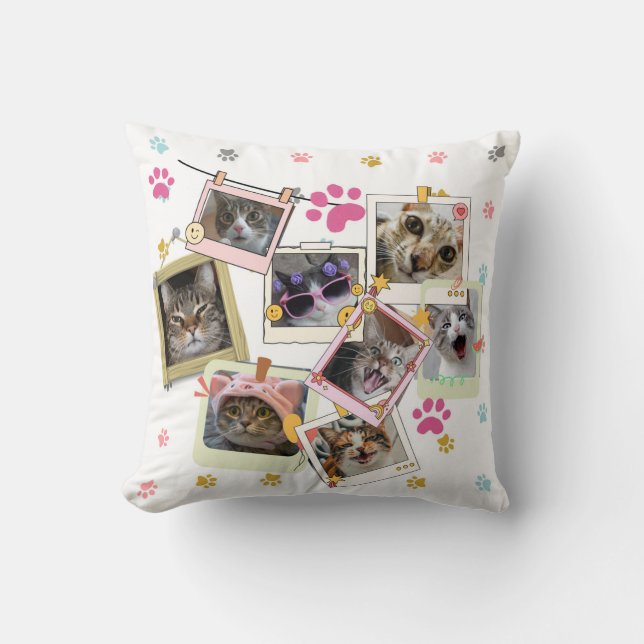 Schattige en grappig kat collage ontwerp kussen (Voorkant)