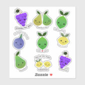 Schattige en Grappig Kawaii Fruit Puns Sticker Set (Vel)