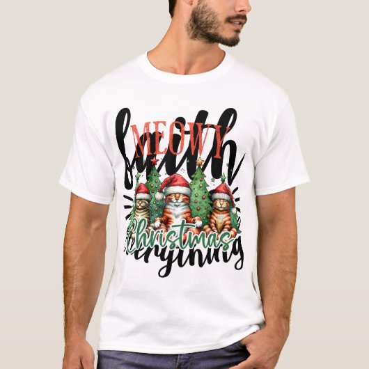 Schattige en grappig kerstmiauw t-shirt (Voorkant)
