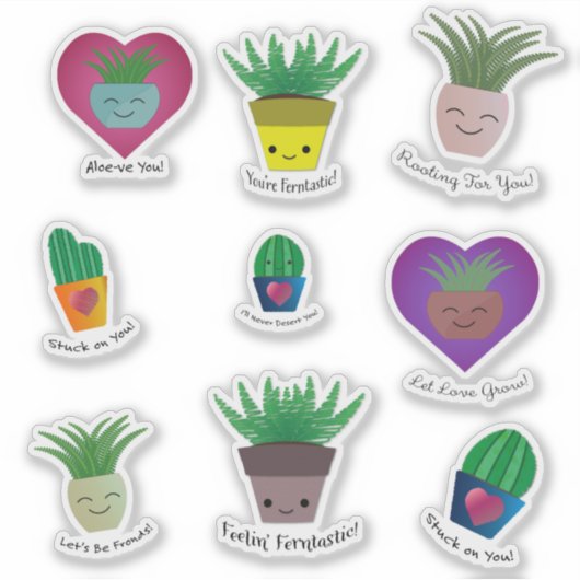 Schattige en Grappig Plant Sticker Set (Voorkant)