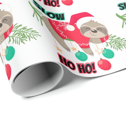 Schattige en Grappig Santa's Sloth Slow Ho Ho Cadeaupapier (Rol Hoek)