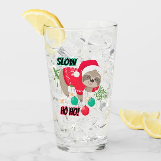 Schattige en Grappig Santa's Sloth Slow Ho Ho Glas (Voorkant ijs)