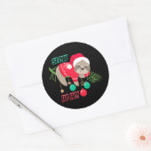 Schattige en Grappig Santa's Sloth Slow Ho Ho Ronde Sticker (Envelop)