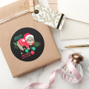 Schattige en Grappig Santa's Sloth Slow Ho Ho Ronde Sticker