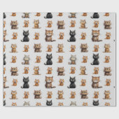 Schattige en grappig woedend zwart, Oranje katteng Cadeaupapier (Vlak)