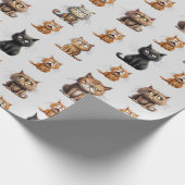 Schattige en grappig woedend zwart, Oranje katteng Cadeaupapier (Hoek)