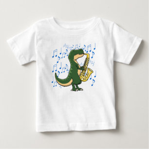 Schattige en grappige dinosaurus T-Rex saxofoon mu