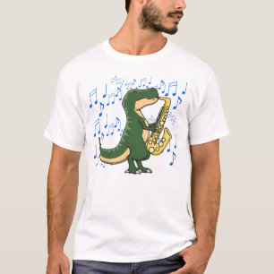 Schattige en grappige dinosaurus T-Rex saxofoon mu T-shirt