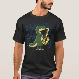 Schattige en grappige dinosaurus T-Rex saxofoon mu T-shirt