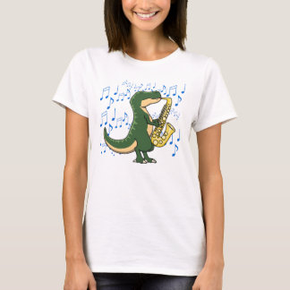 Schattige en grappige dinosaurus T-Rex saxofoon mu T-shirt