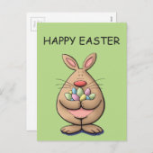 schattige en grappige eitjes met eitjes cartoon feestdagenkaart (Voorkant / Achterkant)
