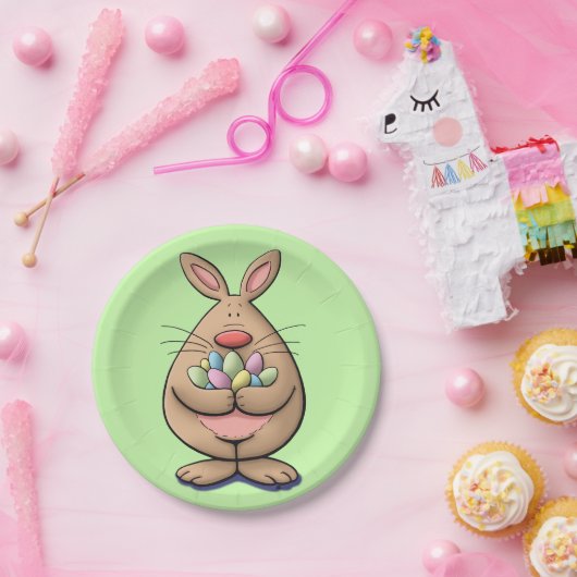 schattige en grappige eitjes met eitjes cartoon papieren bordje (Feest)