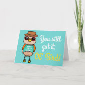 Schattige en grappige geïllustreerde vogel verjaar kaart (Voorkant)