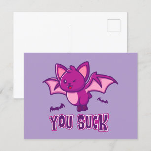 Schattige en grappige Halloween-vampiervleermuizen Briefkaart