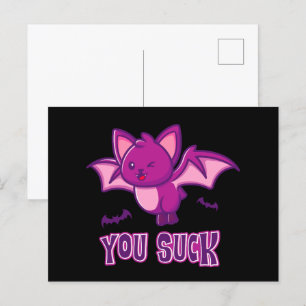 Schattige en grappige Halloween-vampiervleermuizen Briefkaart