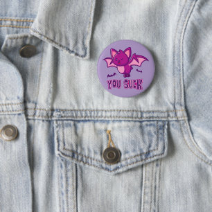Schattige en grappige Halloween-vampiervleermuizen Ronde Button 5,7 Cm