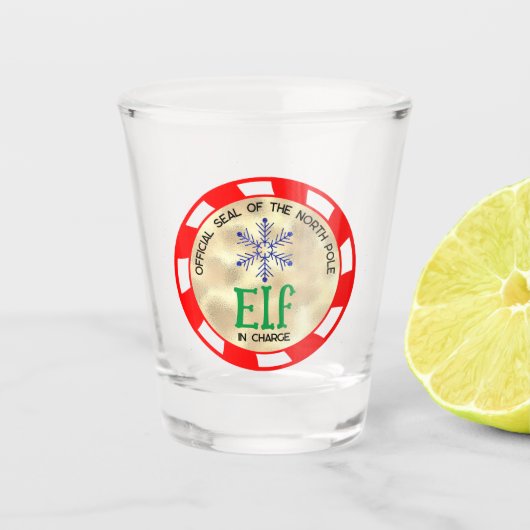 Schattige en grappige Kerstelf in beheer Shot Glas (Voorkant)