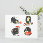 Schattige en grappige kerstkatten feestdagenkaart (Staand voorkant)