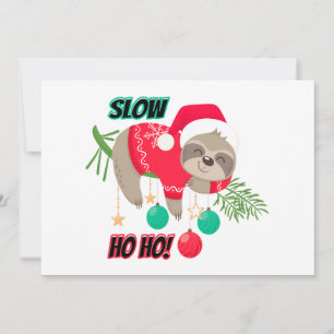 Schattige en grappige Kerstman luiaard langzaam Ho Feestdagenkaart