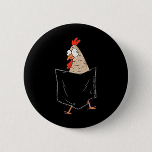 Schattige en grappige kip in een nepzak - Kip  Ronde Button 5,7 Cm