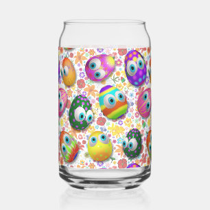 Schattige en grappige Pasen eieren Cartoon Blikvorm Glas