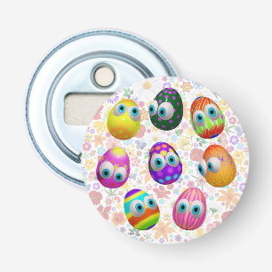 Schattige en grappige Pasen Eieren Cartoon Button Flesopener