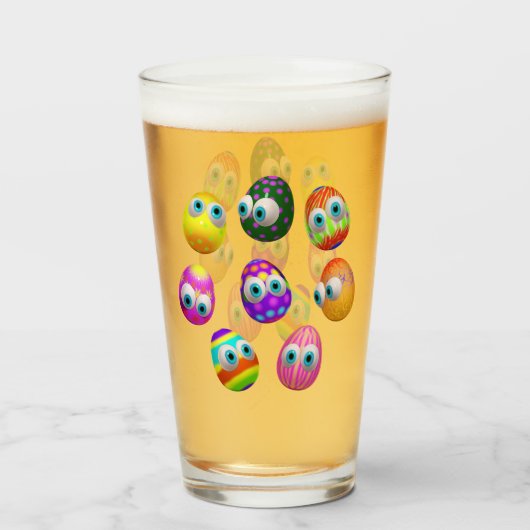 Schattige en grappige Pasen Eieren Cartoon Glas (Voorkant gevuld)