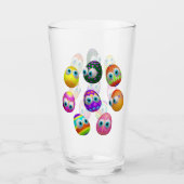 Schattige en grappige Pasen Eieren Cartoon Glas (Voorkant)
