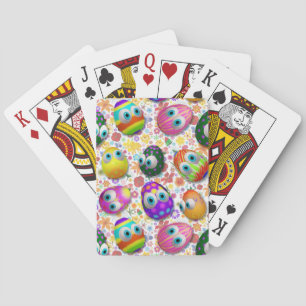 Schattige en grappige Pasen eieren Cartoon Pokerkaarten