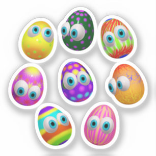 Schattige en grappige Pasen eieren Cartoon Sticker